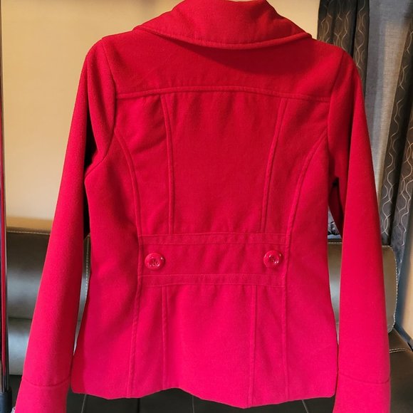 Dollhouse Pea Coat Double Breasted Red Size Medium - Picture 2 of 4